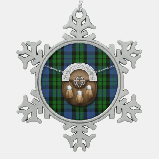 Clan MacKay Tartan en Sporran Tin Sneeuwvlok Ornament (Voorkant)