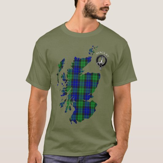Clan MacKay Tartan Map & Crest T-Shirt (Voorkant)