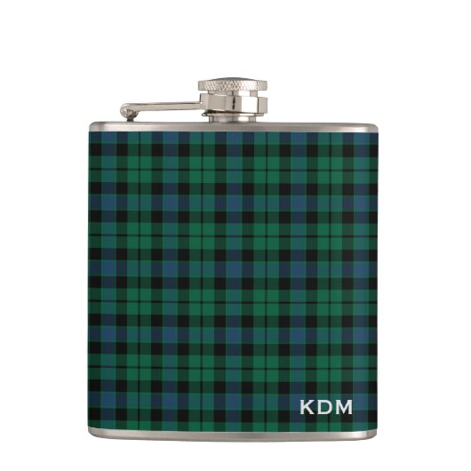 Clan MacKay Tartan Monogram Heupfles (Voorkant)