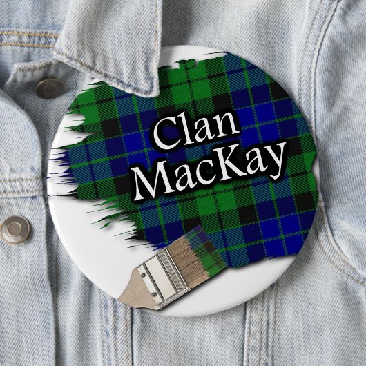 Clan MacKay Tartan Paint Brush Ronde Button 6,0 Cm (In situ)