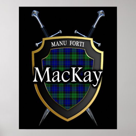 Clan MacKay Tartan Scottish Shield & Swords Poster (Voorkant)