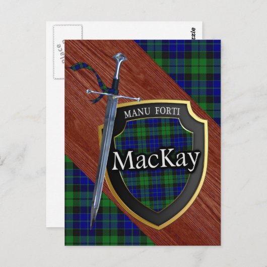 Clan MacKay Tartan Sword & Shield Briefkaart (Voorkant / Achterkant)