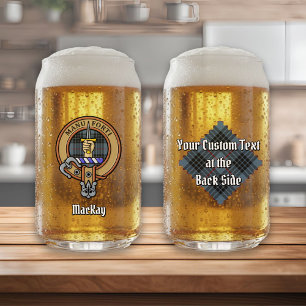 Clan MacKay-wapen op blauwe tartan Blikvorm Glas