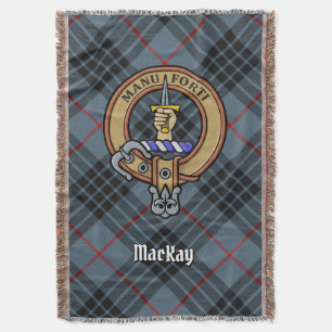 Clan MacKay Wapen over Blauwe Tartan Deken