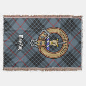 Clan MacKay Wapen over Blauwe Tartan Deken (Voorkant)