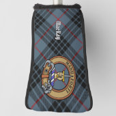 Clan MacKay Wapen over Blauwe Tartan Golfheadcover (Draai 90)