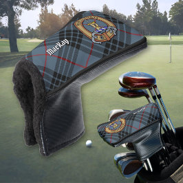 Clan MacKay Wapen over Blauwe Tartan Golfheadcover