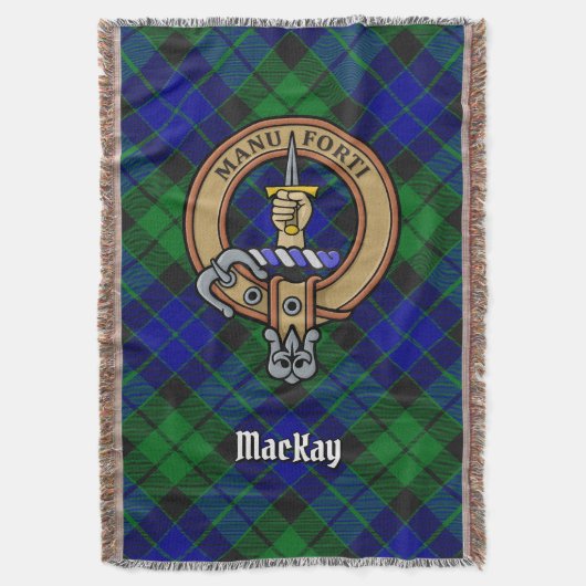 Clan MacKay Wapen over Tartan Deken (Voorkant Verticaal)