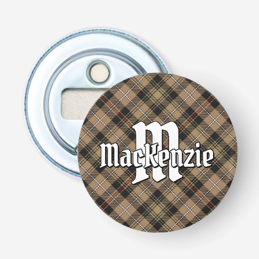 Clan MacKenzie Brown Hunting Tartan Button Flesopener (Voorkant)
