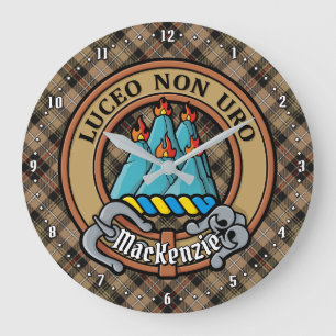 Clan MacKenzie Crest over bruine jacht Tartan Grote Klok