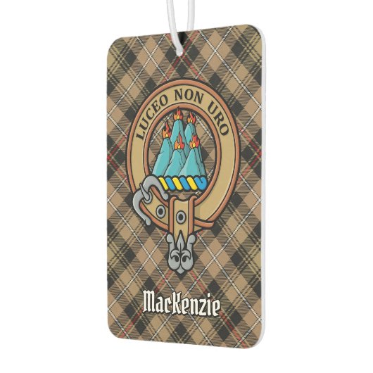 Clan MacKenzie Crest over bruine jacht Tartan Luchtverfrisser (Links)