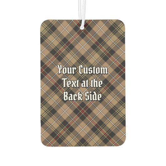 Clan MacKenzie Crest over bruine jacht Tartan Luchtverfrisser (Achterkant)
