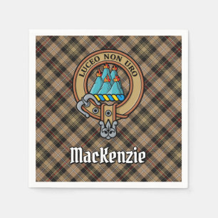 Clan MacKenzie Crest over bruine jacht Tartan Servet
