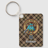 Clan MacKenzie Crest over bruine jacht Tartan Sleutelhanger (Voorkant)