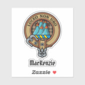 Clan MacKenzie Crest over bruine jacht Tartan Sticker (Vel)