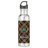 Clan MacKenzie Crest over bruine jacht Tartan Waterfles (Voorkant)