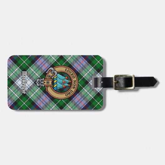 Clan MacKenzie Crest over Dress Tartan Bagagelabel (Voorkant horizontaal)