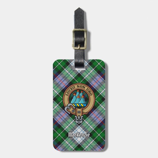 Clan MacKenzie Crest over Dress Tartan Bagagelabel (Voorkant verticaal)