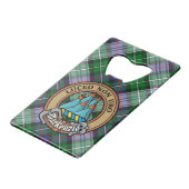 Clan MacKenzie Crest over Dress Tartan Creditkaart Flessenopener (Voorkant Gekanteld)
