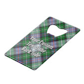 Clan MacKenzie Crest over Dress Tartan Creditkaart Flessenopener (Achterkant Gekanteld)