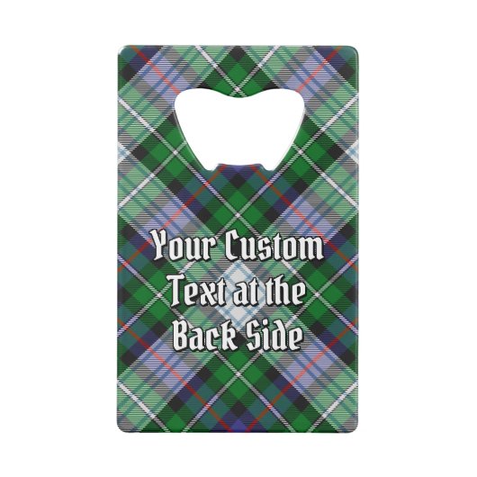 Clan MacKenzie Crest over Dress Tartan Creditkaart Flessenopener (Achterkant)