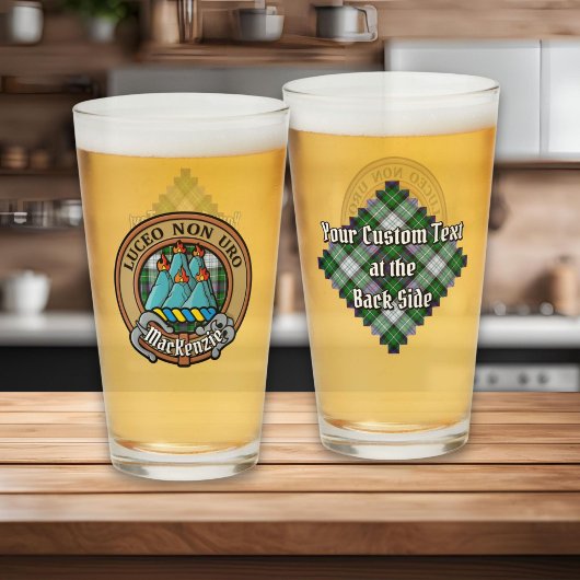 Clan MacKenzie Crest over Dress Tartan Glas