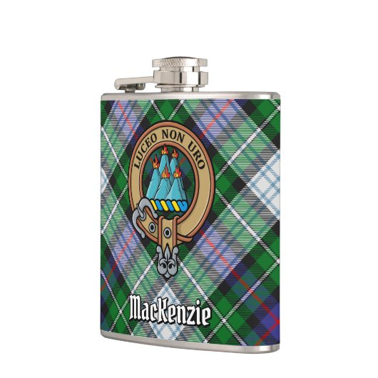 Clan MacKenzie Crest over Dress Tartan Heupfles (Links)