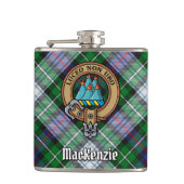 Clan MacKenzie Crest over Dress Tartan Heupfles (Voorkant)