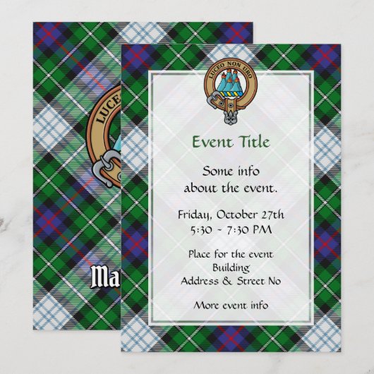 Clan MacKenzie Crest over Dress Tartan Kaart (Voorkant / Achterkant)