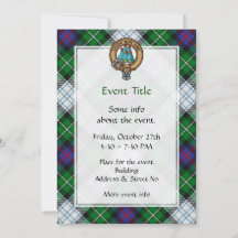 Clan MacKenzie Crest over Dress Tartan