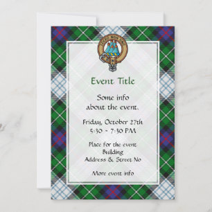 Clan MacKenzie Crest over Dress Tartan Kaart