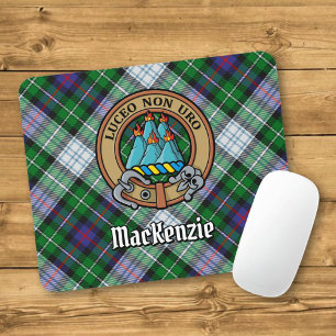 Clan MacKenzie Crest over Dress Tartan Muismat