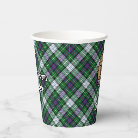 Clan MacKenzie Crest over Dress Tartan Paper Cups Papieren Bekers (Rechts)