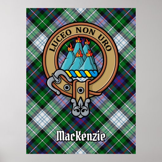 Clan MacKenzie Crest over Dress Tartan Poster (Voorkant)