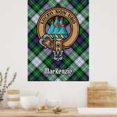 Clan MacKenzie Crest over Dress Tartan Poster (Keuken)