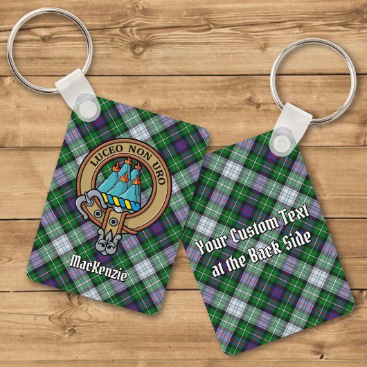 Clan MacKenzie Crest over Dress Tartan Sleutelhang Sleutelhanger