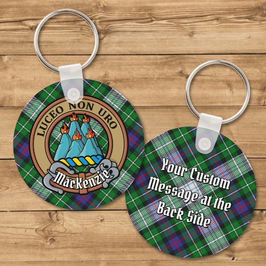 Clan MacKenzie Crest over Dress Tartan Sleutelhanger
