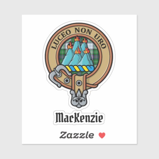 Clan MacKenzie Crest over Dress Tartan Sticker (Vel)