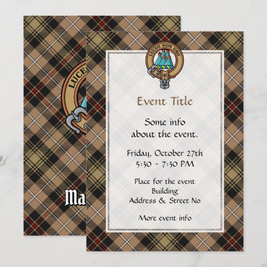 Clan MacKenzie Crest over jagen op Tartan Kaart (Voorkant / Achterkant)