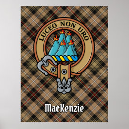 Clan MacKenzie Crest over jagen op Tartan Poster