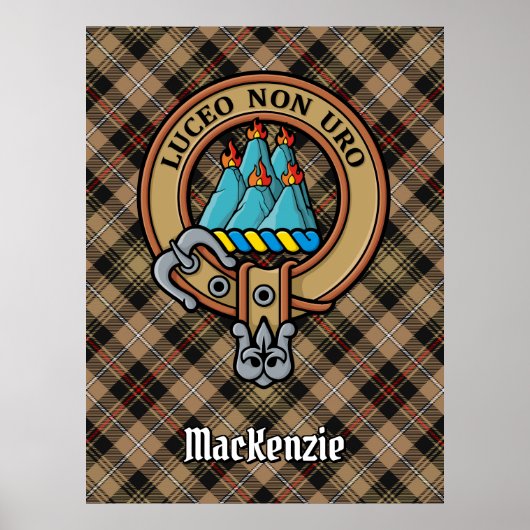 Clan MacKenzie Crest over jagen op Tartan Poster (Voorkant)