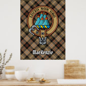 Clan MacKenzie Crest over jagen op Tartan Poster (Keuken)