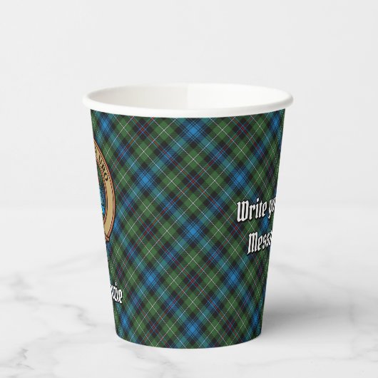 Clan MacKenzie Crest over Tartan Paper Cups Papieren Bekers (Links)