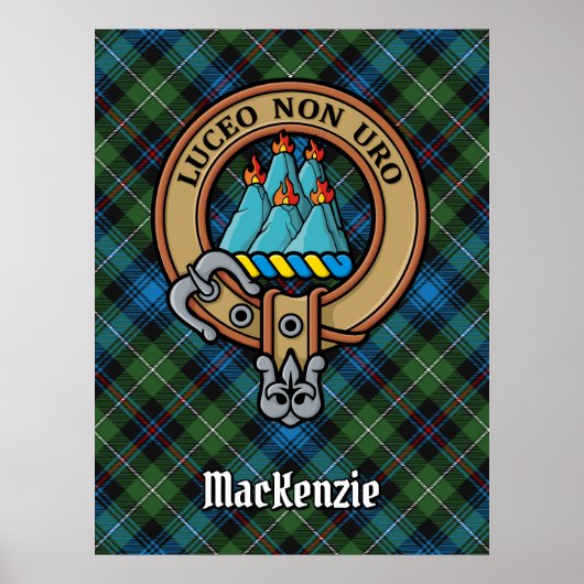 Clan MacKenzie Crest over Tartan Poster (Voorkant)