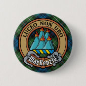 Clan MacKenzie Crest over Tartan Ronde Button 5,7 Cm (Voorkant)
