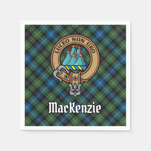 Clan MacKenzie Crest over Tartan Servet (Voorkant)