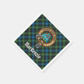 Clan MacKenzie Crest over Tartan Servet (Hoek)