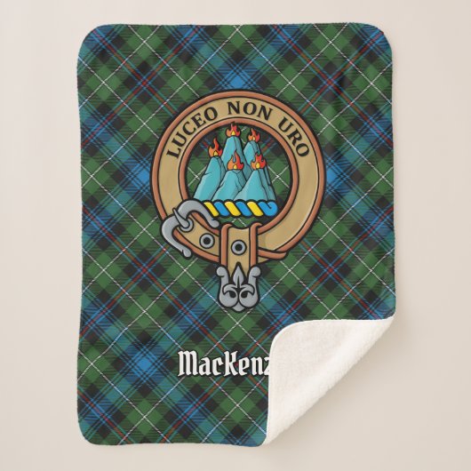 Clan MacKenzie Crest over Tartan Sherpa Deken (Voorkant)