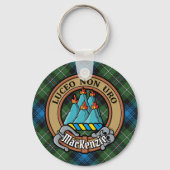 Clan MacKenzie Crest over Tartan Sleutelhanger (Voorkant)