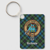 Clan MacKenzie Crest over Tartan Sleutelhanger (Voorkant)